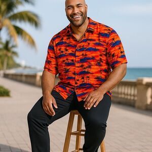 Lularoe Michael Rayon Hawaiian Print Camp Shirt Size 3X